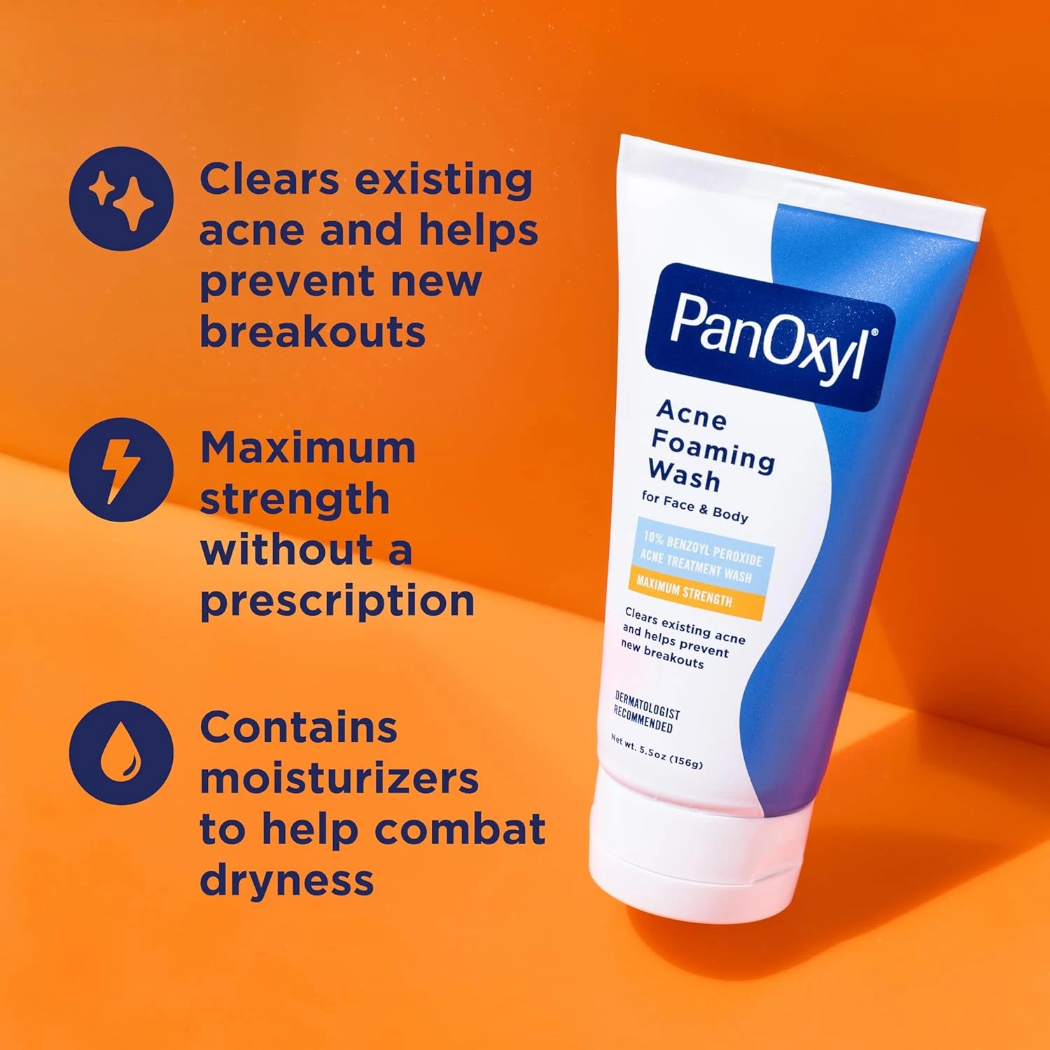 PanOxyl Acne Foaming Wash Benzoyl Peroxide 10% Maximum Strength Antimicrobial, 5
