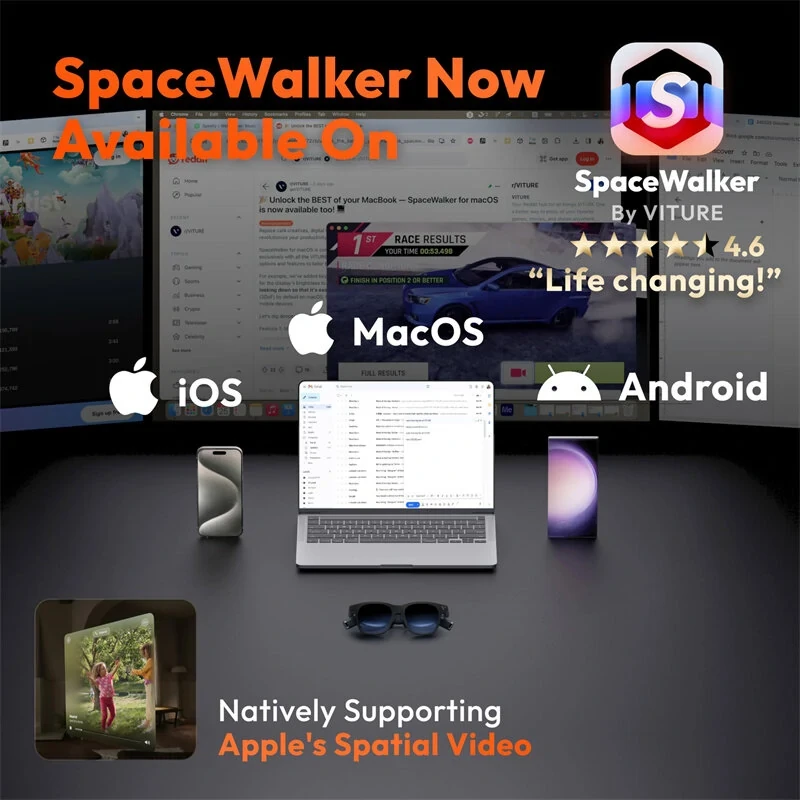 VITURE One XR Smart Glasses - 120" Full HD Display, 3D Gaming, Harman Sound, Myo