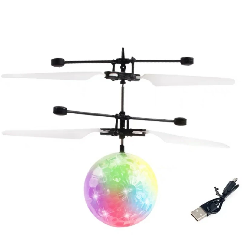 Mini Gesture Sensing Levitation Flying Led Light Crystal Ball RC Helicopter Kids