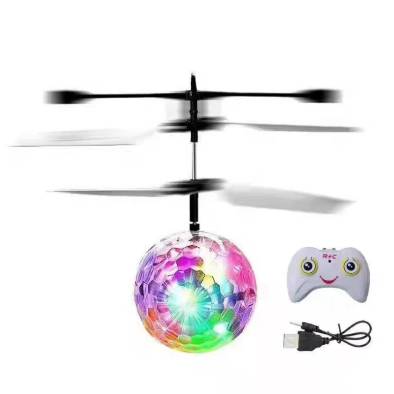 Mini Gesture Sensing Levitation Flying Led Light Crystal Ball RC Helicopter Kids