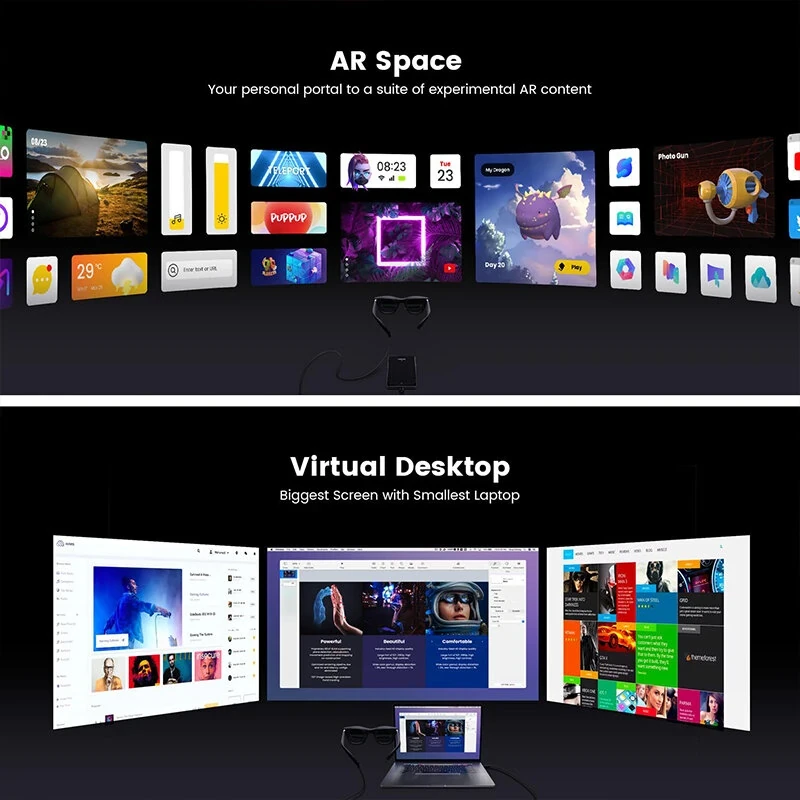 XREAL Nreal Air AR Smart Glasses with Massive 201" Micro-OLED Virtual Theater 3D