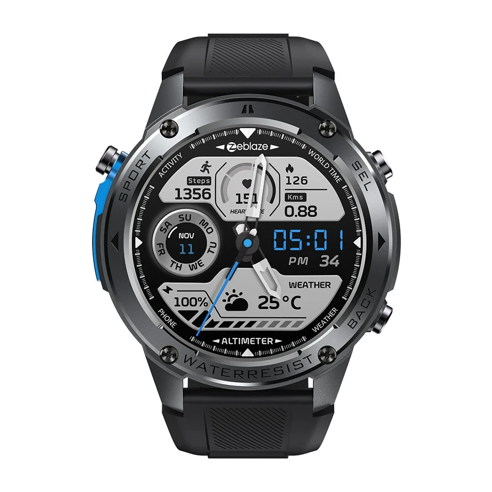 Zeblaze Stratos 2 Ultra Smart Watch - 1.43" HD AMOLED, GPS Dual-Band GNSS, 10 AT