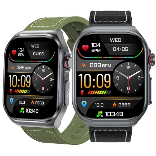 ET585 Smart Watch - 2.04" AMOLED, PPG+ECG, HRV & Health Monitoring, NFC, Music P