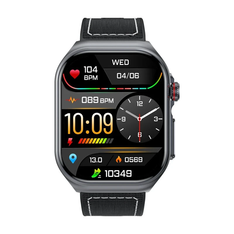 ET585 Smart Watch - 2.04" AMOLED, PPG+ECG, HRV & Health Monitoring, NFC, Music P
