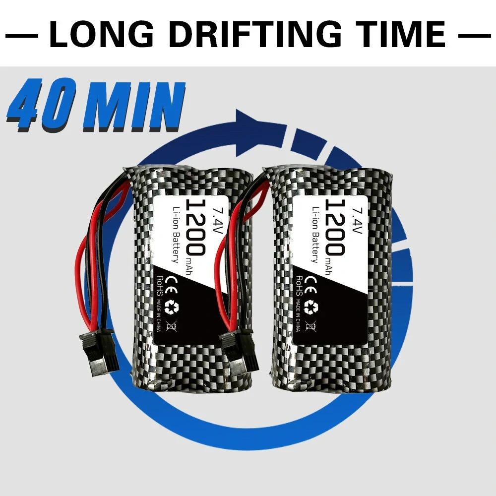 Volantex 78504-3 RTR Two Batteries 1/14 2.4G 4WD Drift RC Car LED Light High Spe