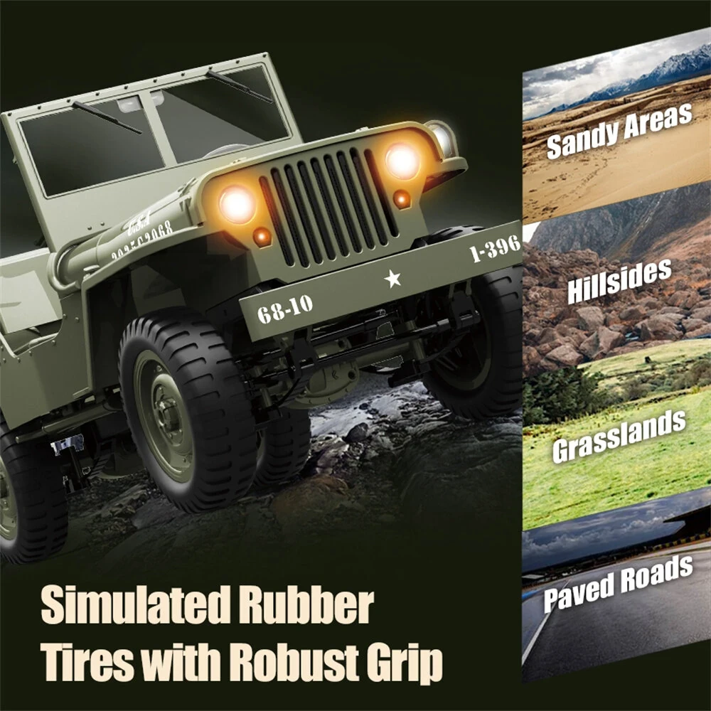 JJRC C8815 RTR 1/10 2.4G 4WD RC Car Willys Military Truck for Jeep Off-Road Clim