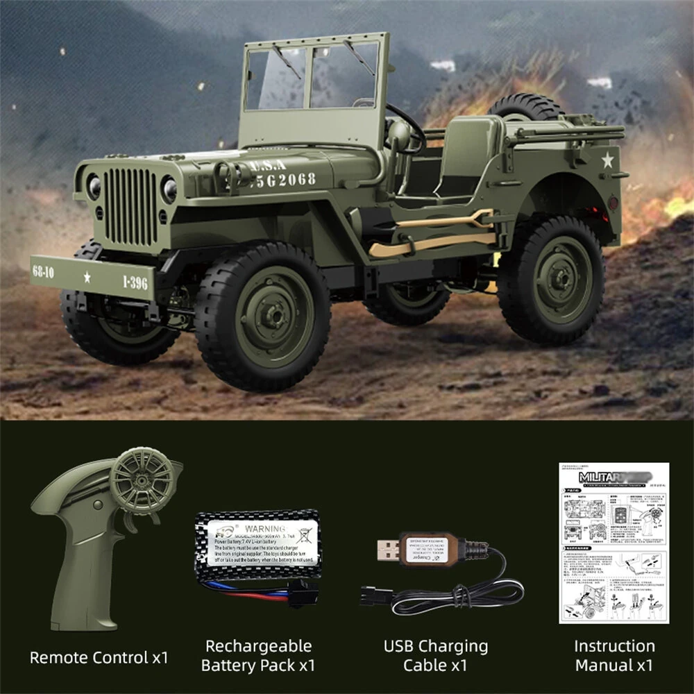 JJRC C8815 RTR 1/10 2.4G 4WD RC Car Willys Military Truck for Jeep Off-Road Clim