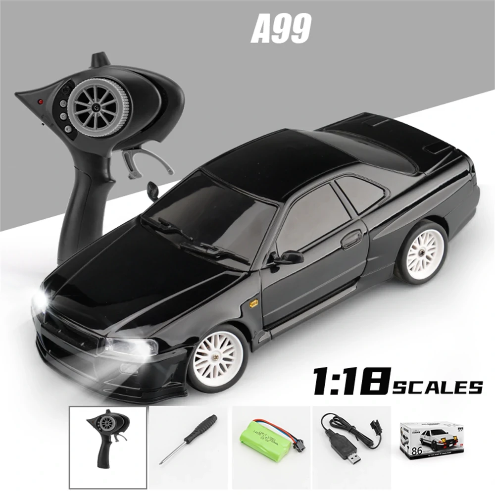 LDRC 1899/A99 RTR 1/18 2.4G RWD RC Car Drift GTR R34 Optional Gyro LED Light On-