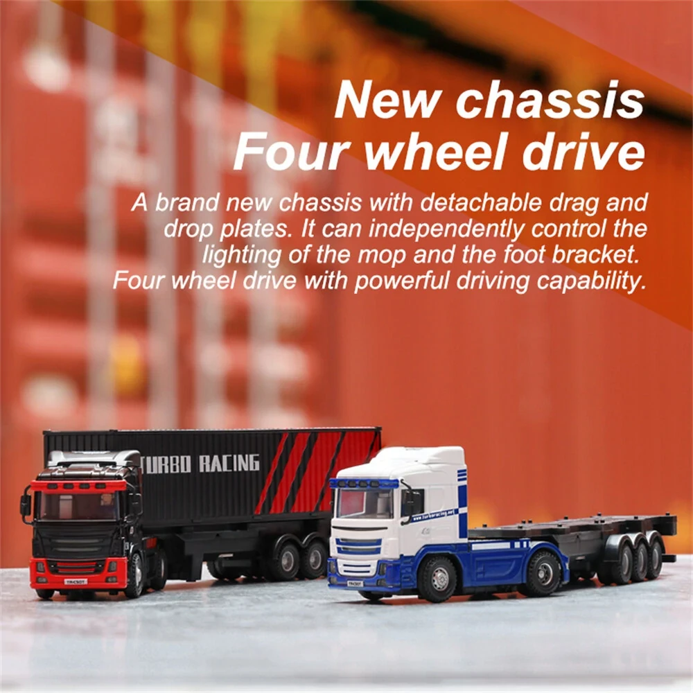 Turbo Racing C50 1/76 2.4G 4WD RC Car Semi -Truck Tractor Trailer Heads LED Ligh