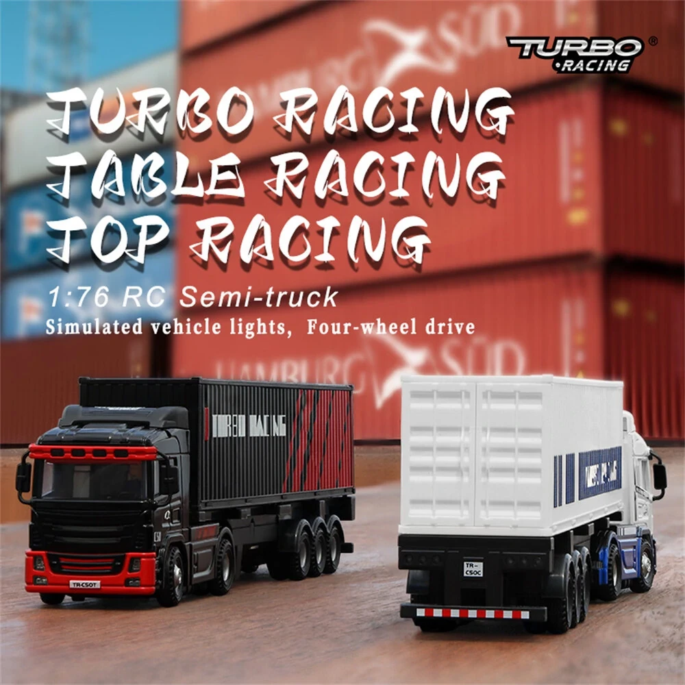 Turbo Racing C50 1/76 2.4G 4WD RC Car Semi -Truck Tractor Trailer Heads LED Ligh