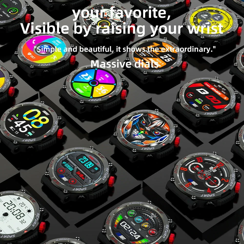 LOKMAT ZEUS 5 PRO 1.54 inch Power Metallurgy 5ATM Heart Rate Blood Oxygen Blood