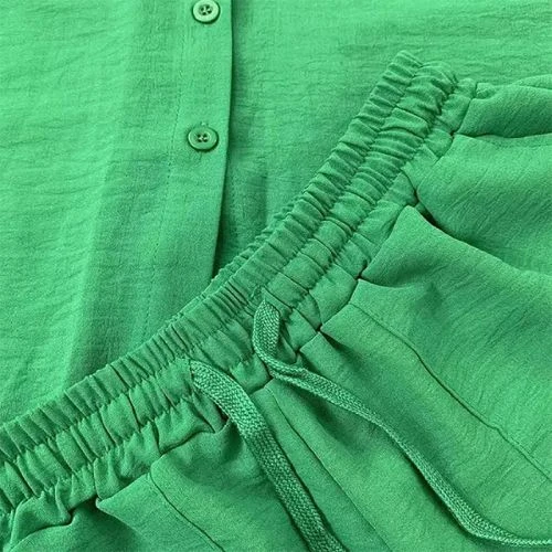 Women's Summer Tie-Front Shirt and Shorts Set