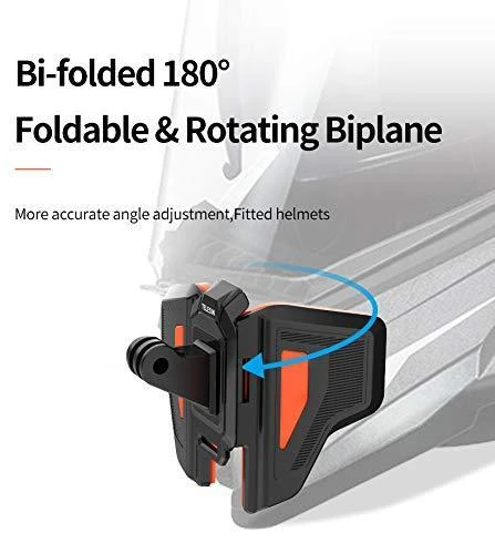 TELESIN Upgraded Motorcycle Helmet Chin Mount For GoPro Insta360 DJI Osmo (Orang