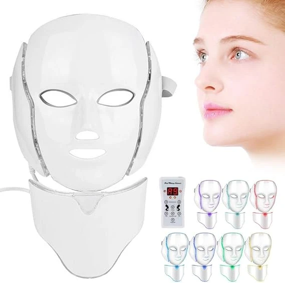 LED Light Therapy Mask for Face & Neck – 7 Colors Skin Rejuvenation Machine for