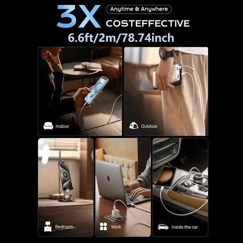 Original 60W PD USB-C to USB-C Fast Charger Cable for iPhone 15/16 Series, Xiaom