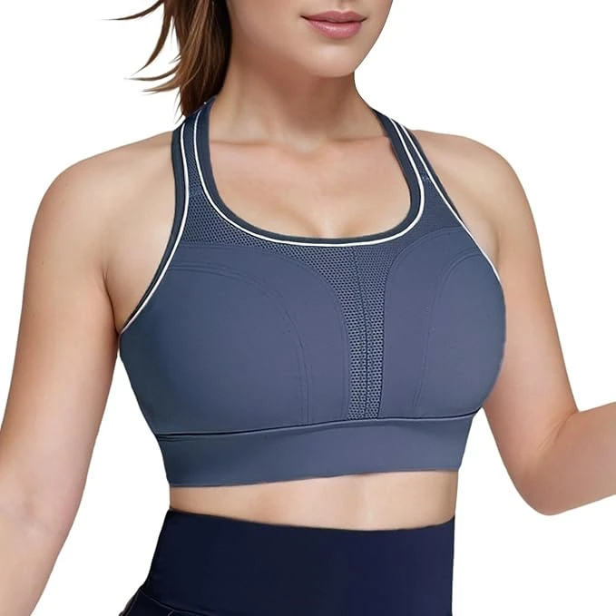 Women High Impact Sports Bra Racerback Molded Cup Supportive Workout Bra Adjusta