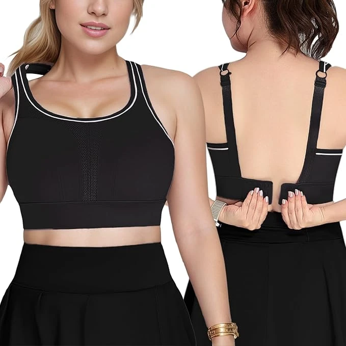 Women High Impact Sports Bra Racerback Molded Cup Supportive Workout Bra Adjusta