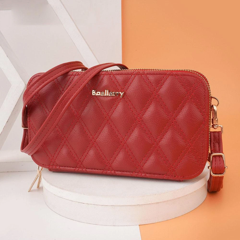 “Korean Style Women’s Cellphone Purse with Diamond Motif – PU Leather Shoulder B