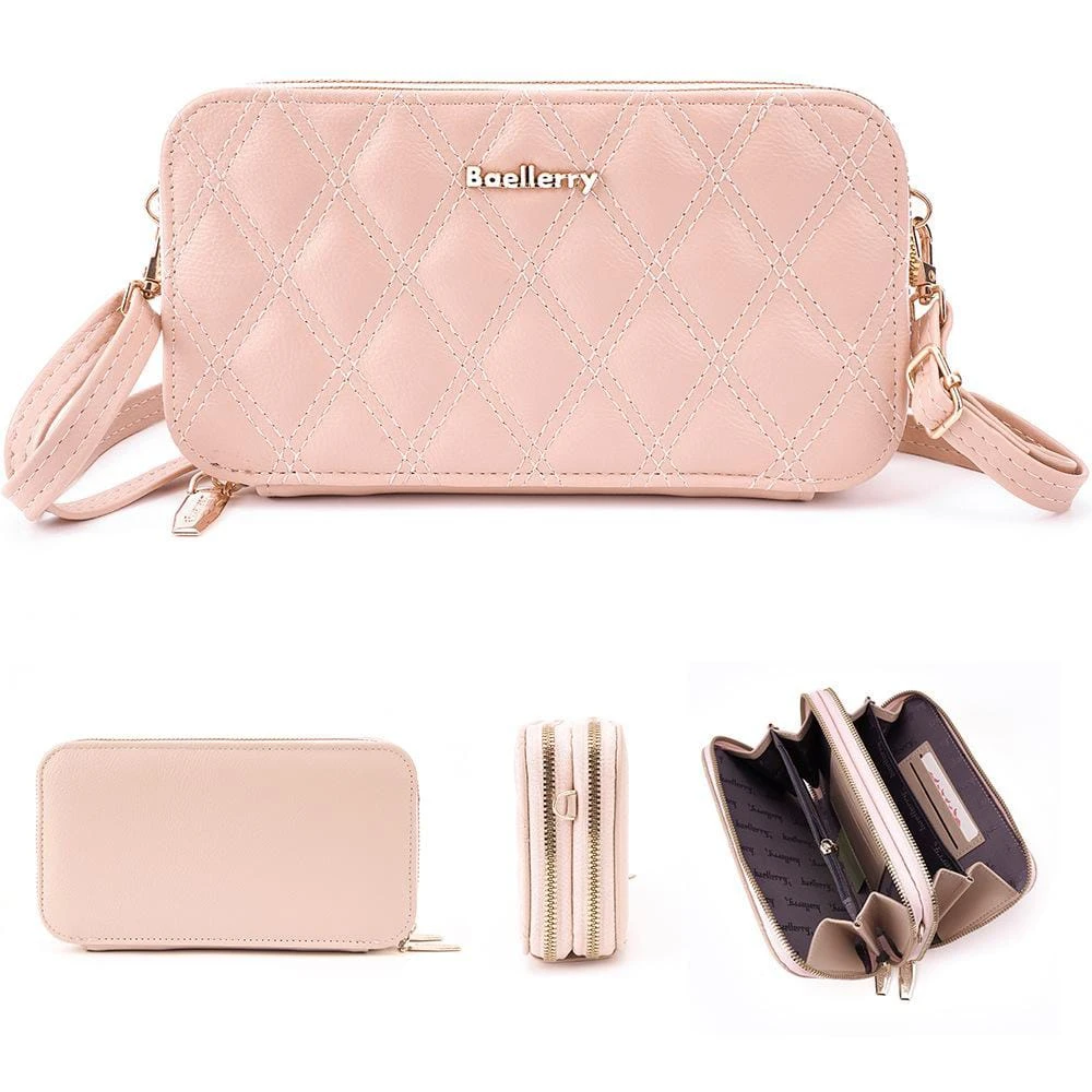 “Korean Style Women’s Cellphone Purse with Diamond Motif – PU Leather Shoulder B