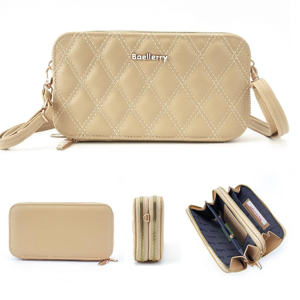 “Korean Style Women’s Cellphone Purse with Diamond Motif – PU Leather Shoulder B