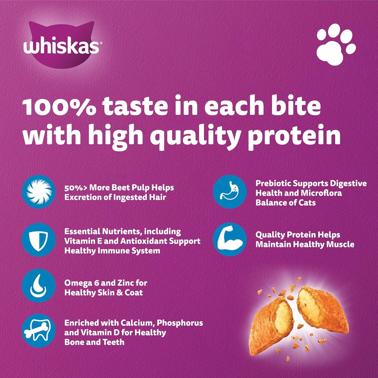 Whiskas Chicken and Tuna Hairball Control Dry Cat Food  Bag of 1.1Kg  Cat Dry Fo