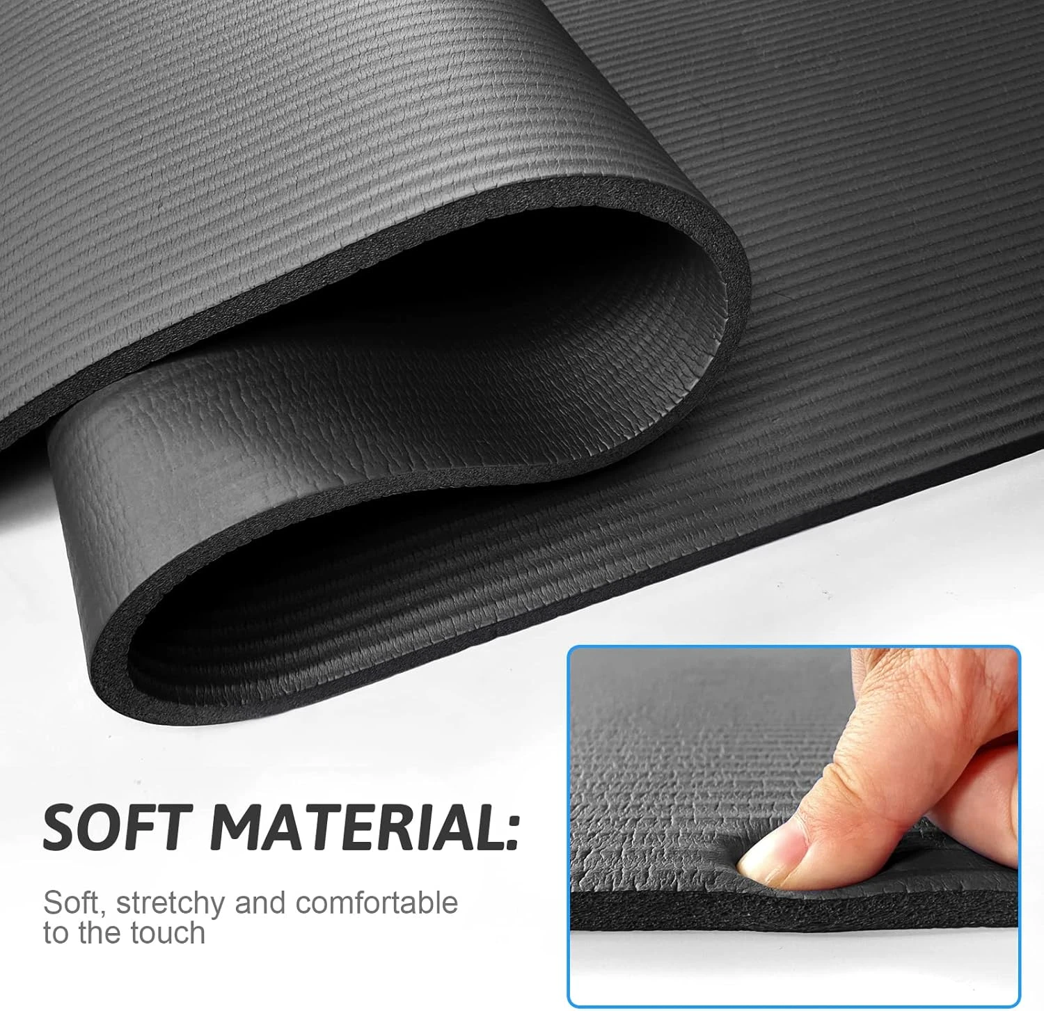 SKY-TOUCH Yoga Mat Non Slip, Yoga Mat with Strap Included 10mm Thick Exercise Ma