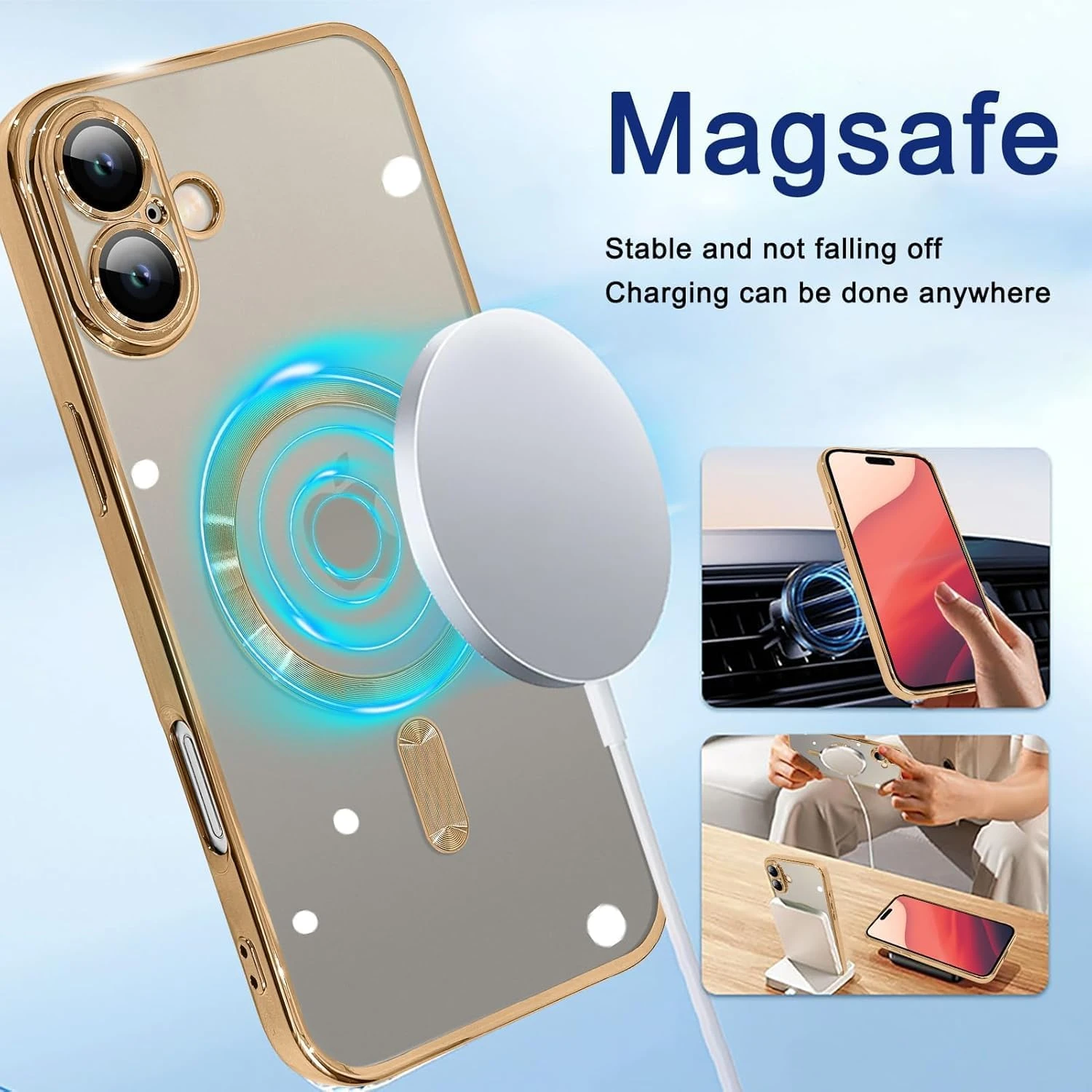 Magnetic for iPhone 16 Pro Case MagSafe [Never Yellowing] [Military Grade Drop P