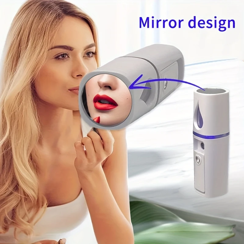 Portable Nano Mist Hydrator with Mirror USB Rechargeable Moisturizing Face Sp