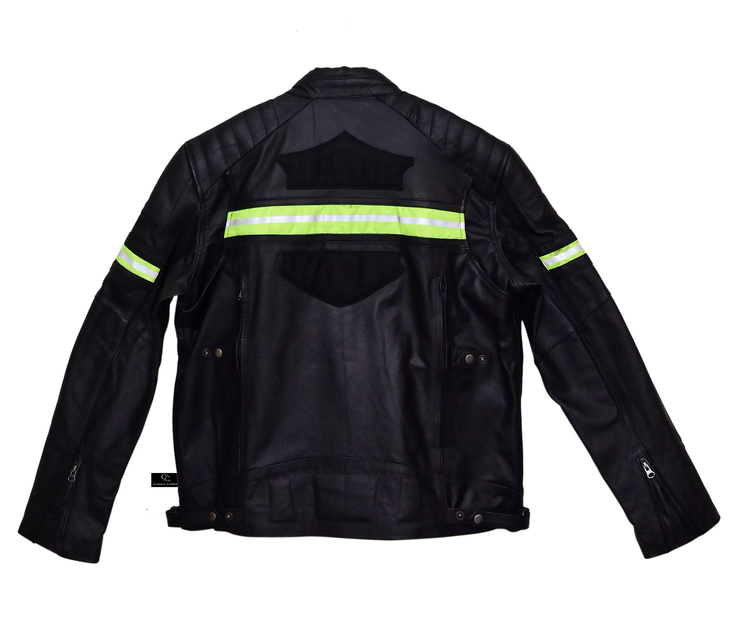 Men's HD Reflective Leather Jacket - Harley Motorbike Leather Jacket - Cafe Race