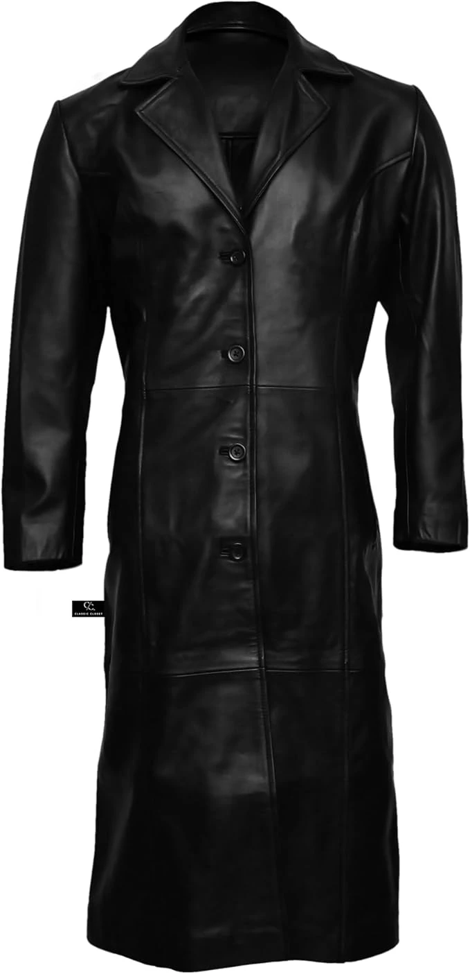 Women’s Duster Long Black Trench Coat  Women’s Full Body Leather Long Coat  Lo