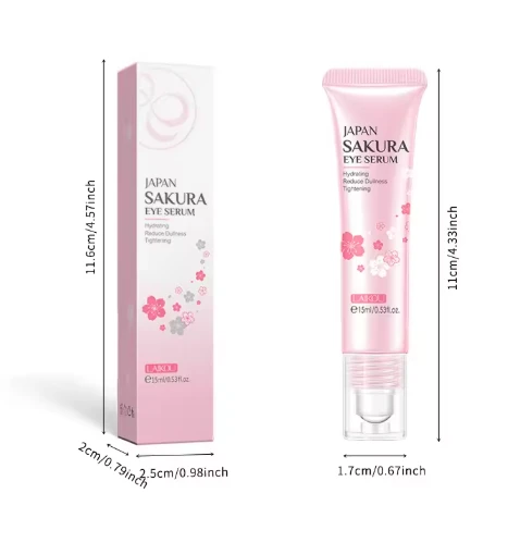 LAIKOU Sakura Eye Serum Eye Roller Massage Vitamin C Hyaluronic Acid Skin Care E