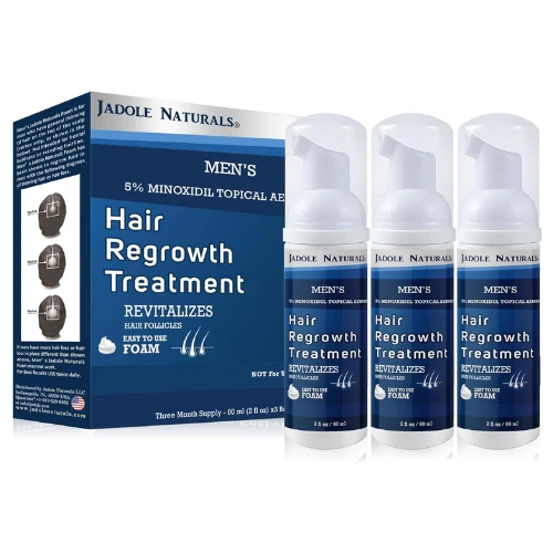 Jadole Naturals Men's 5% Minoxidil Foam- 3 x 60ml | Hair Regrowth Treatment for 