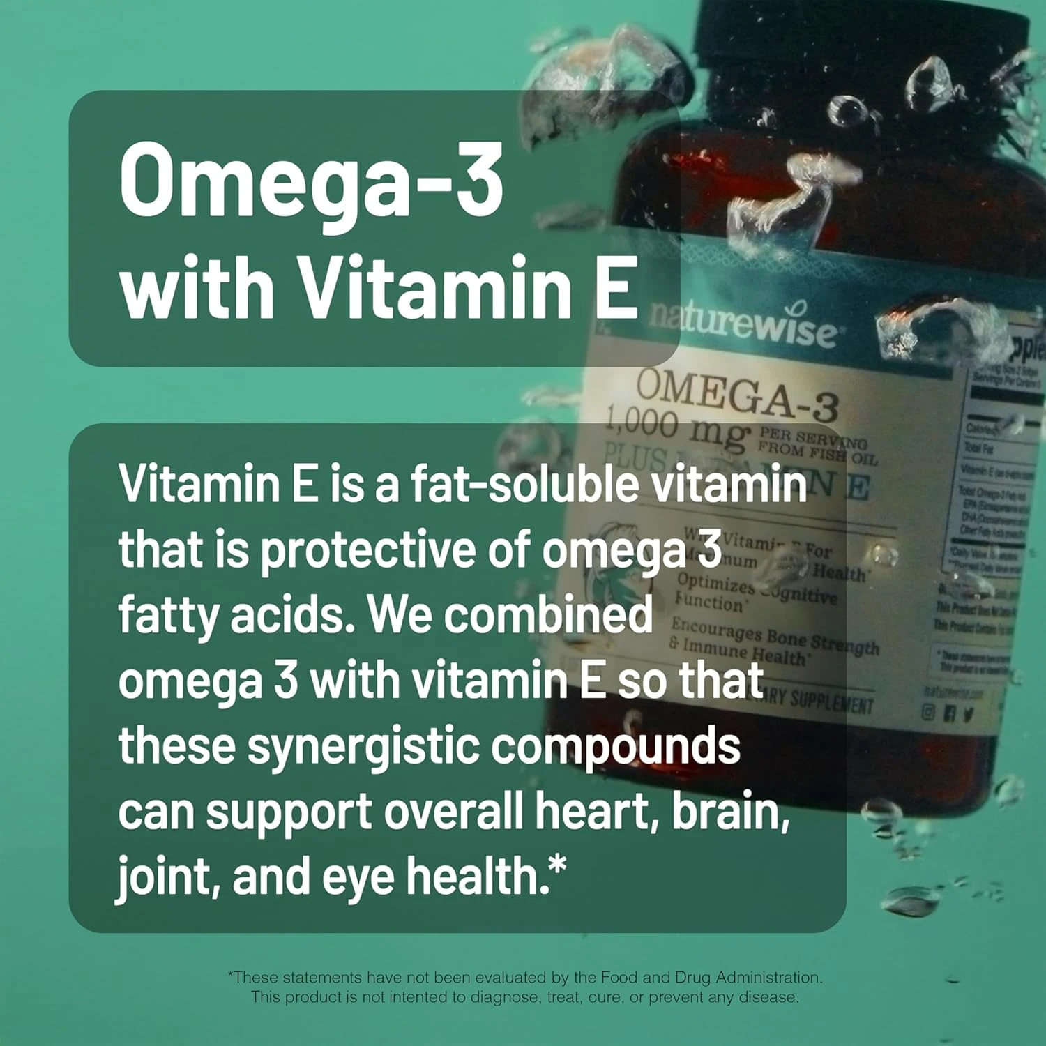 NatureWise Extra-Strength Omega 3 Fish Oil Supplement - 1000mg per Serving - 600