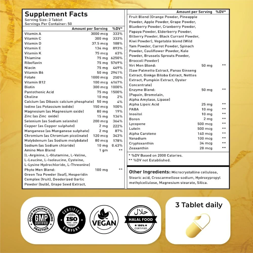 Natrolina Multivitamin for Men 150 Tablets | Support Immune System, Muscle, Bone