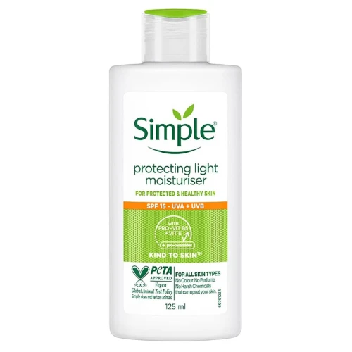Simple Protecting Daily Face Cream Moisturiser, Spf 15, Vegan, No Perfume And Al