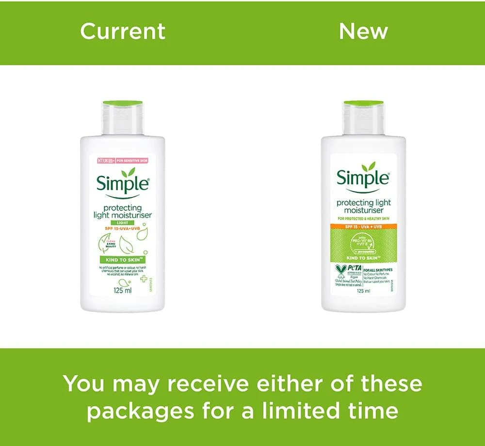 Simple Protecting Daily Face Cream Moisturiser, Spf 15, Vegan, No Perfume And Al