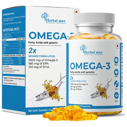 Herbal max Omega -3 Fish Oil Capsule For Men And Women (1000mg Omega 3 with 180 