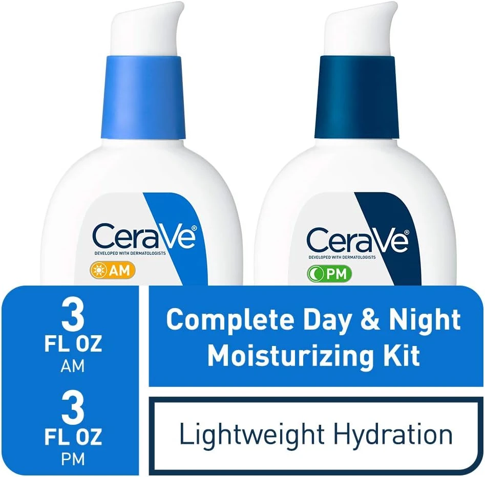 CeraVe Facial Moisturizing Lotion 3 Fl Oz (Pack of 2) AM/PM Bundle (Packaging ma