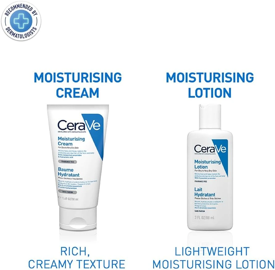 CeraVe Moisturizing Cream | 48H Body and Face Moisturizer for Dry to Very Dry Sk