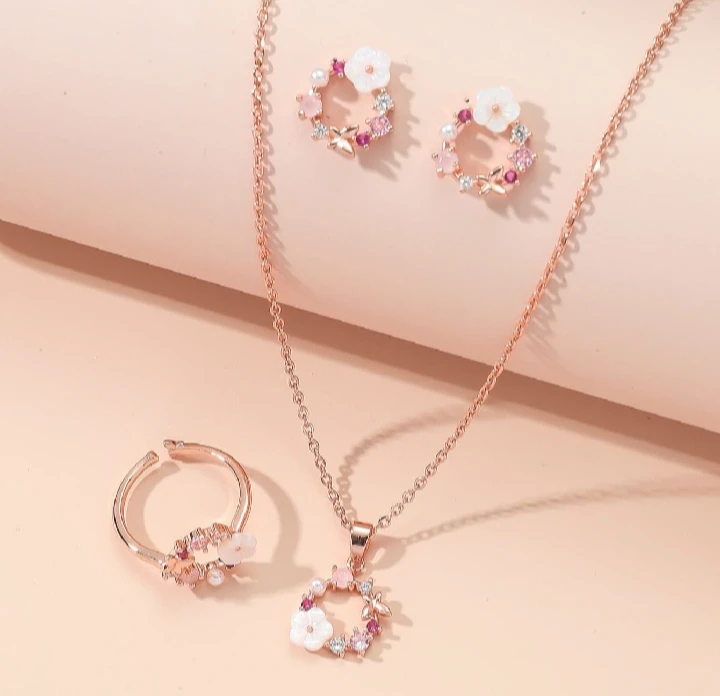 Rose Gold- color flower jewellery