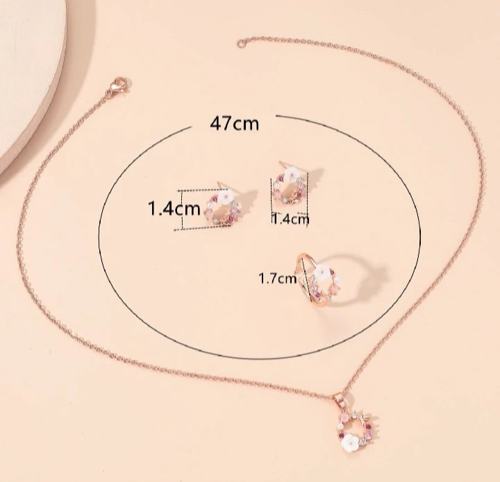 Rose Gold- color flower jewellery