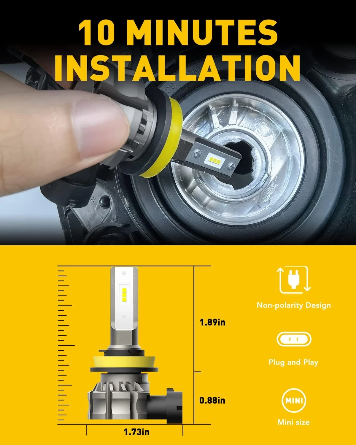 AUXITO H11/H8/H16 LED Fog Light Bulbs or DRL, 6000 Lumens 6500K -White Light (Pa