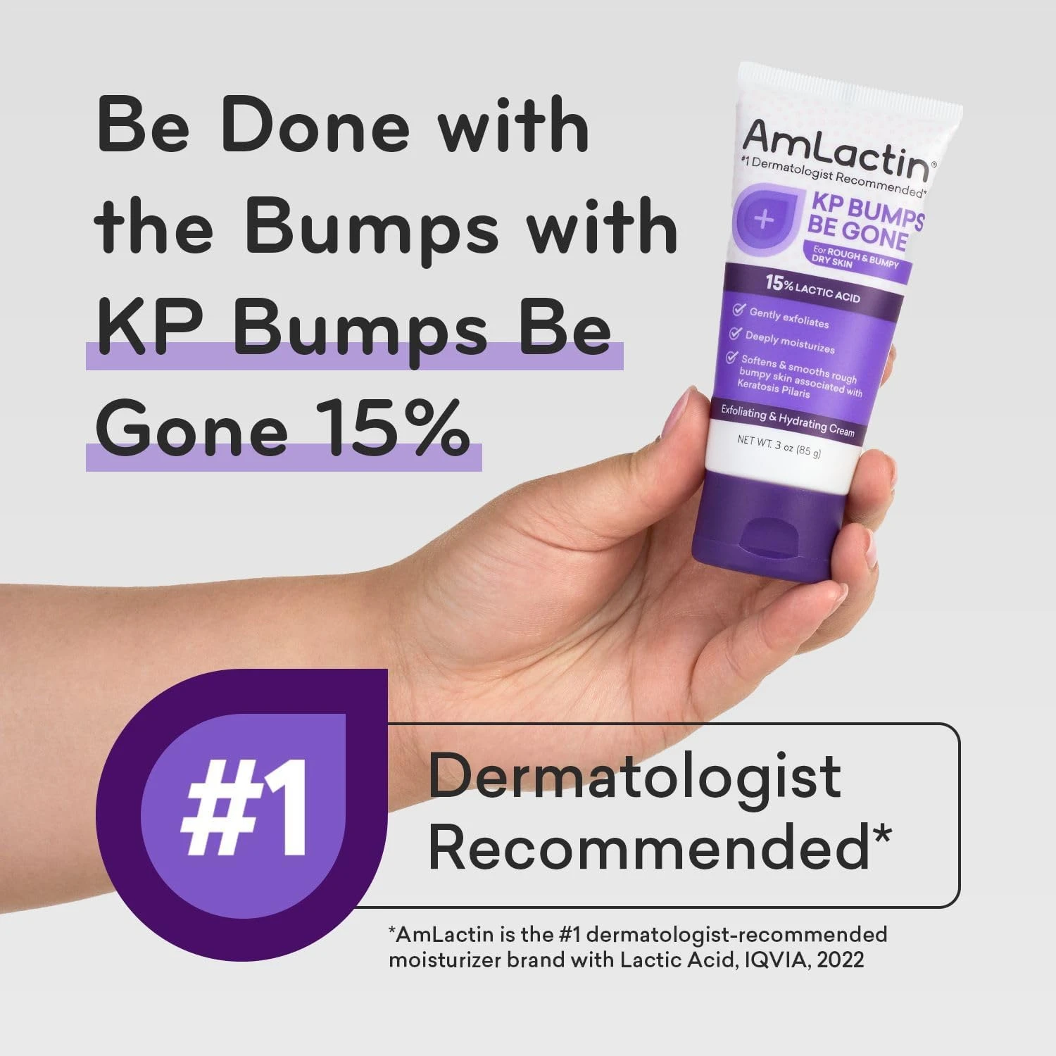 AmLactin KP Bumps Be Gone - 3 oz Keratosis Pilaris Moisturizing Cream with 15% L