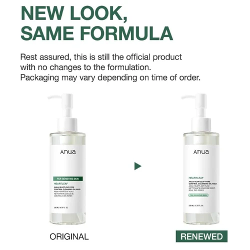 ANUA Heartleaf Pore Cleansing Oil MILD, Sensitive Skin Face Wash, Oil Cleanser f