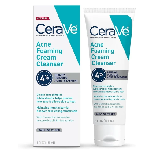 CeraVe Acne Foaming Cream Cleanser, 5 Fl Oz (Pack of 1), Packaging may Vary