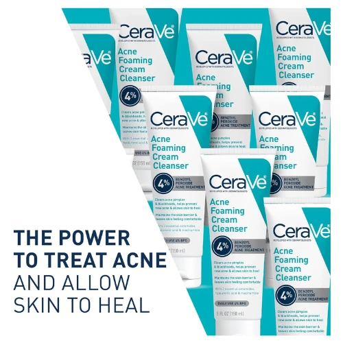 CeraVe Acne Foaming Cream Cleanser, 5 Fl Oz (Pack of 1), Packaging may Vary