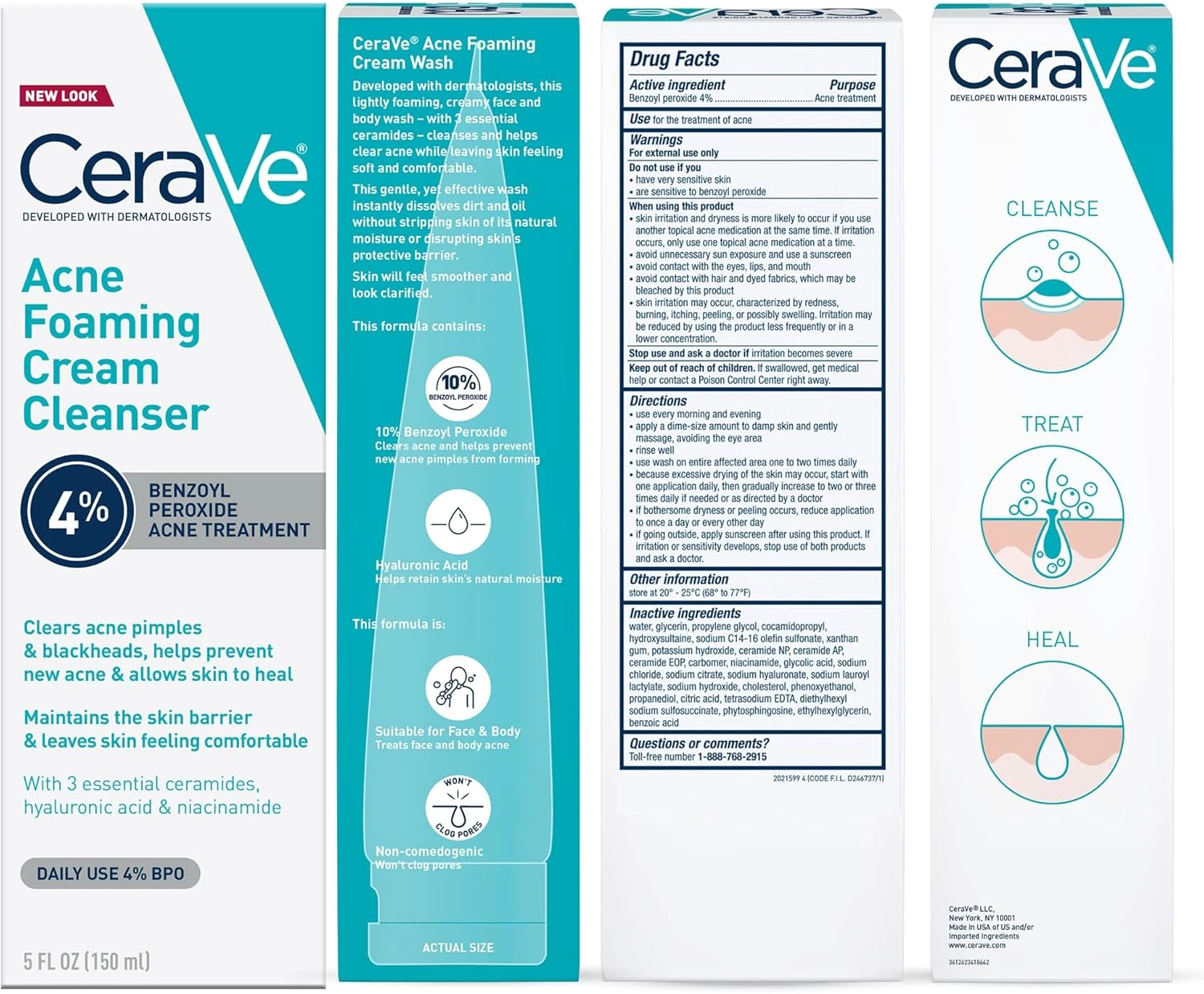 CeraVe Acne Foaming Cream Cleanser, 5 Fl Oz (Pack of 1), Packaging may Vary