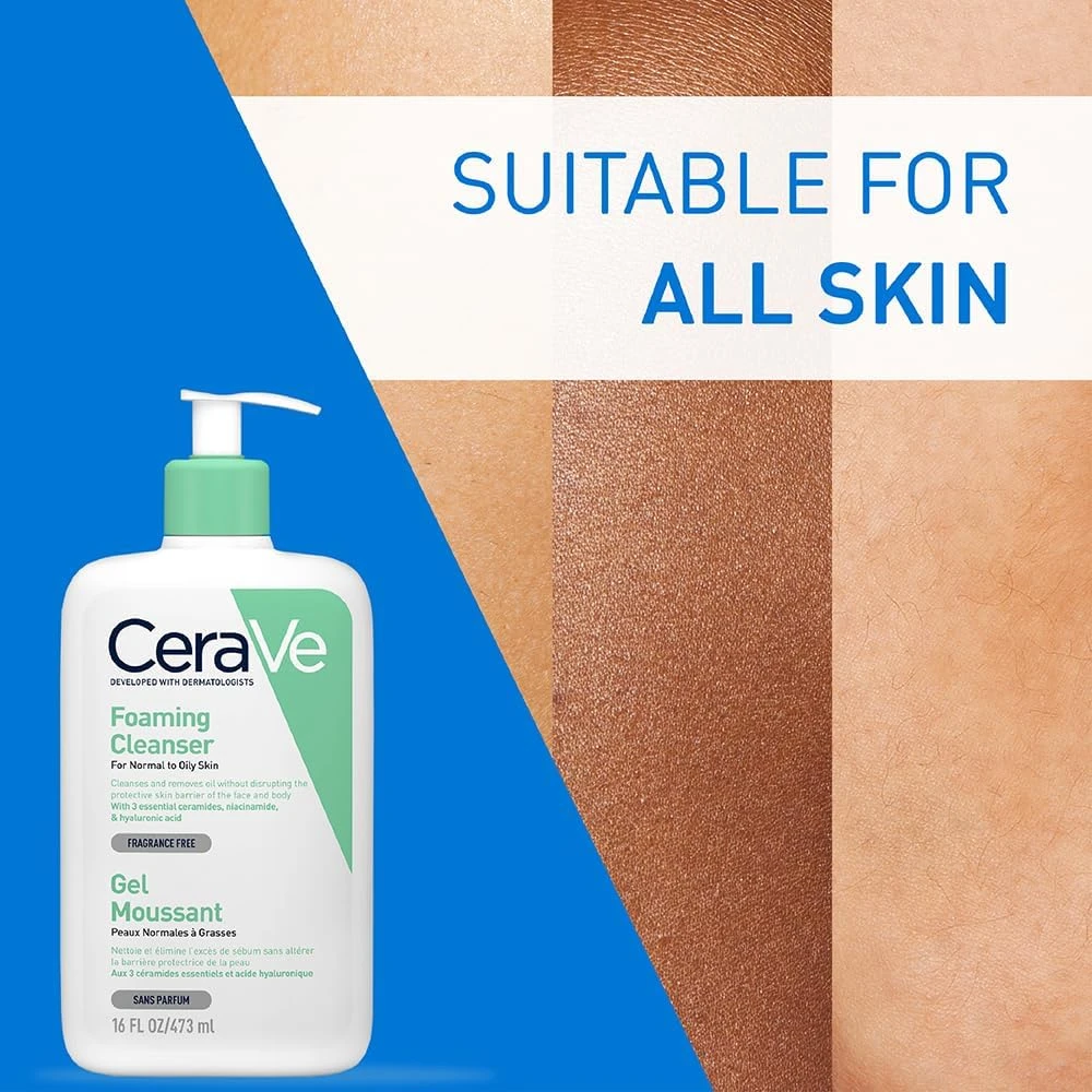 CeraVe Foaming Cleanser | Face and Body Wash for Normal to Oily Skin with Hyalur