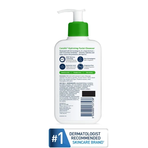 CeraVe Hydrating Facial Cleanser | Moisturizing Non-Foaming Face Wash with Hyalu