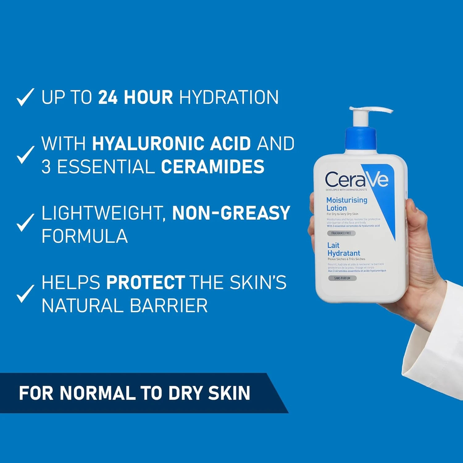 CeraVe Moisturizing Lotion | 24H Body and Face Moisturizer for Normal to Dry Ski